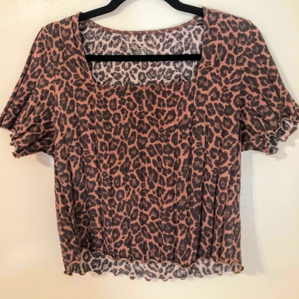 AE Cheetah Print Square Neck Crop Top - XL